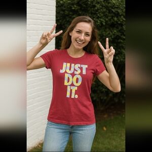 Nike "Just Do It" Red Tee - Size Small